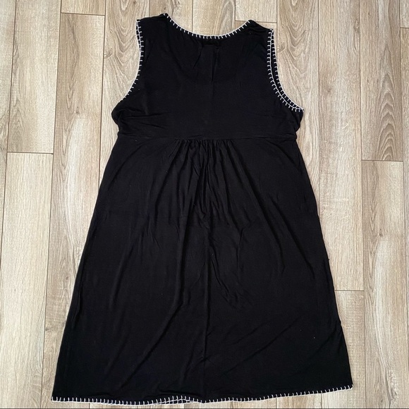 Grace Elements Black White Embroidered Sleeveless Tank Boho Baby Doll Dress XXL - Picture 5 of 5